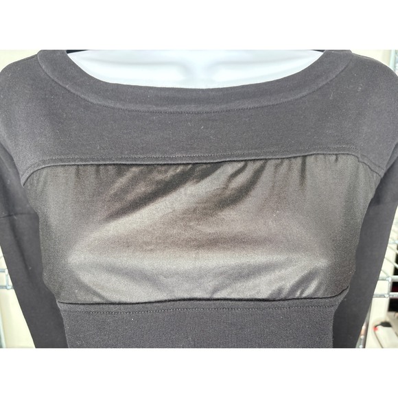 Karen Millen Womens Black Satin Trim Sweatshirt Sz 10 Trendy Sophisticated Chic - Picture 3 of 9